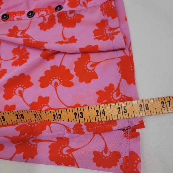 FREE PEOPLE Womens Shirt Sz L Lucky Shirtee Sheer Mesh PINK Floral Button Up - Picture 13 of 13
